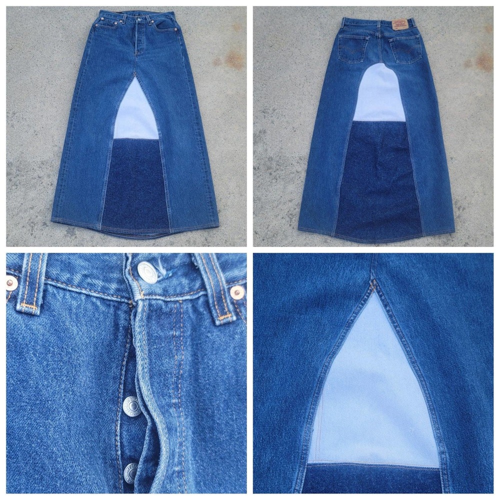 Levi's 501 Upcycled Repurposed Button-fly Denim Skirt